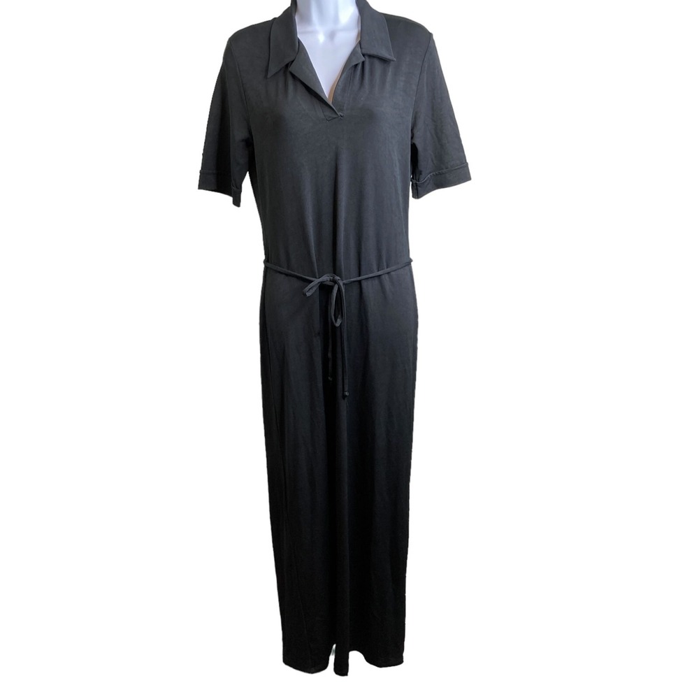 Tristan & Iseut Women's Black Maxi‎ Shirt Dress Size 8 Classic Office Goth